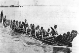 Ceremonial Canoe 'Te Awanui" launched at Tauranga 1973